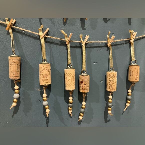 Set of 12 cork tree decorations, homemade, NWOT - Picture 2 of 5